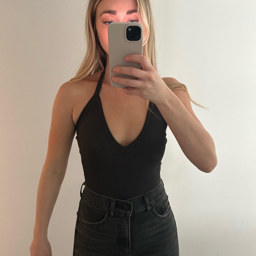 Black halter bodysuit